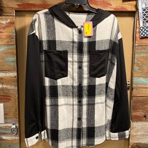 Black and white checkered top with buttons